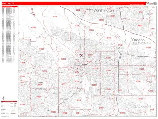 Portland, OR RedLine style ZIP Code wall map