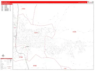Springfield, OR RedLine style ZIP Code wall map