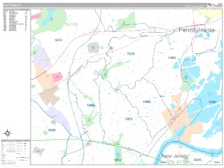 Levittown, PA Classic style ZIP Code wall map