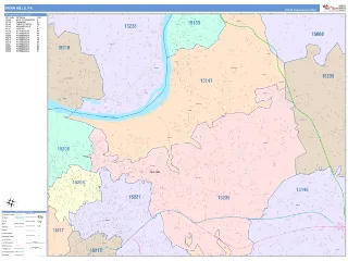 Penn Hills, PA ColorCast style ZIP Code wall map