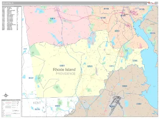 Cranston, RI Classic style ZIP Code wall map