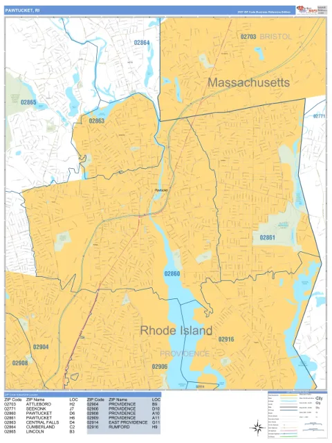 Pawtucket, RI city map