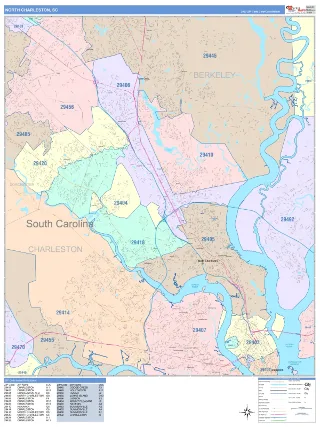North Charleston, SC ColorCast style ZIP Code wall map