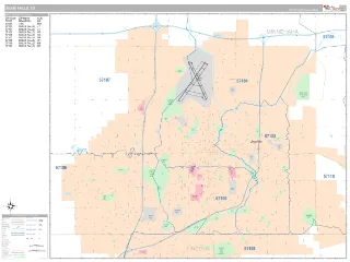 Sioux Falls, SD Classic style ZIP Code wall map