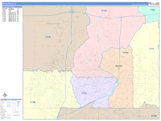 Sioux Falls, SD ColorCast style ZIP Code wall map