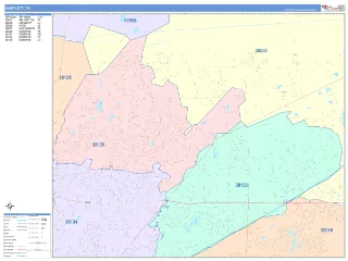 Bartlett, TN ColorCast style ZIP Code wall map