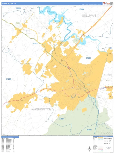Johnson City, TN city map