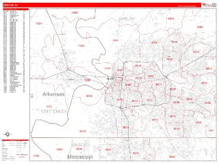 Memphis, TN RedLine style ZIP Code wall map