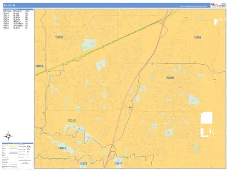 Allen, TX Business Reference style ZIP Code wall map