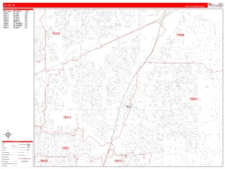 Allen, TX RedLine style ZIP Code wall map