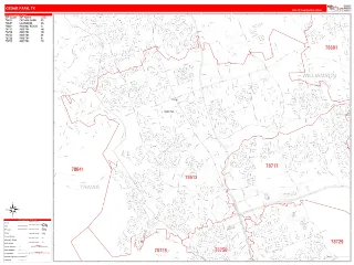 Cedar Park, TX RedLine style ZIP Code wall map