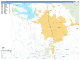 Conroe, TX Business Reference style ZIP Code wall map