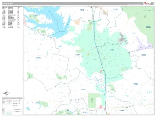 Conroe, TX Classic style ZIP Code wall map
