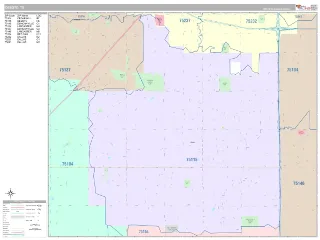 DeSoto, TX Classic style ZIP Code wall map