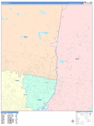 Edinburg, TX ColorCast style ZIP Code wall map