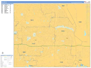 Euless, TX Business Reference style ZIP Code wall map