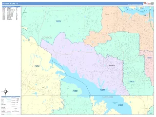 Flower Mound, TX ColorCast style ZIP Code wall map