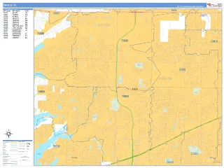 Frisco, TX Business Reference style ZIP Code wall map