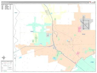 Harlingen, TX Classic style ZIP Code wall map