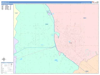 Harlingen, TX ColorCast style ZIP Code wall map