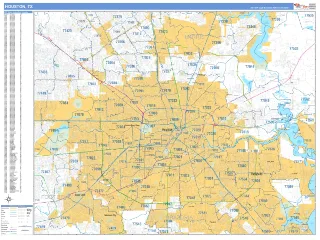 Houston, TX Business Reference style ZIP Code wall map