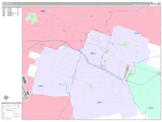 Killeen, TX Classic style ZIP Code wall map