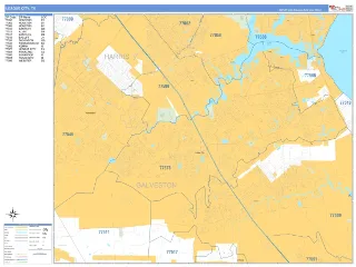 League City, TX Business Reference style ZIP Code wall map