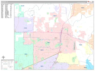McKinney, TX Classic style ZIP Code wall map