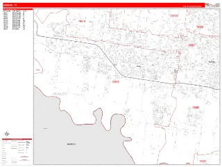 Mission, TX RedLine style ZIP Code wall map