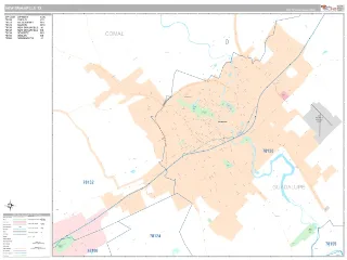 New Braunfels, TX Classic style ZIP Code wall map