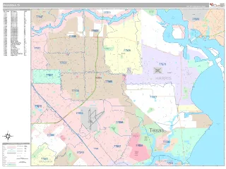 Pasadena, TX Classic style ZIP Code wall map