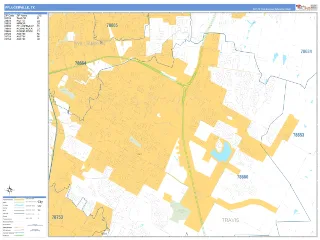 Pflugerville, TX Business Reference style ZIP Code wall map