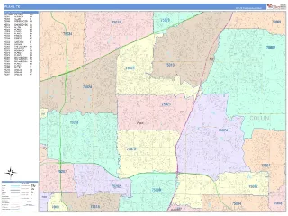 Plano, TX ColorCast style ZIP Code wall map
