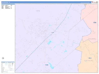 San Marcos, TX ColorCast style ZIP Code wall map
