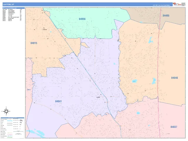 Layton, UT ZIP Code Wall Map, ColorCast style