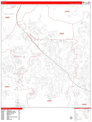 Lehi, UT RedLine style ZIP Code wall map