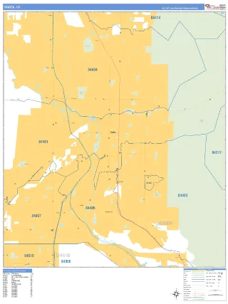 Ogden, UT Business Reference style ZIP Code wall map
