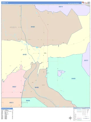 Ogden, UT ColorCast style ZIP Code wall map