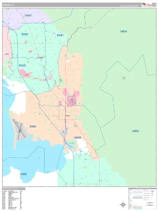 Provo, UT Classic style ZIP Code wall map