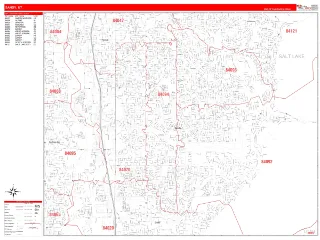 Sandy, UT RedLine style ZIP Code wall map