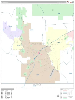 St. George, UT Classic style ZIP Code wall map