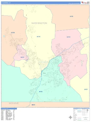 St. George, UT ColorCast style ZIP Code wall map