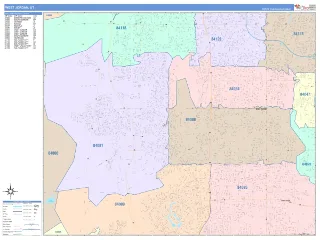 West Jordan, UT ColorCast style ZIP Code wall map