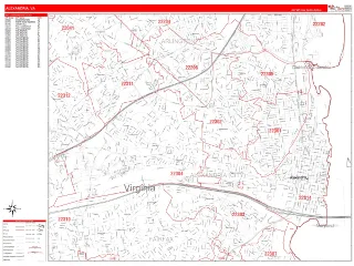 Alexandria, VA RedLine style ZIP Code wall map
