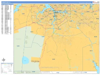 Chesapeake, VA Business Reference style ZIP Code wall map