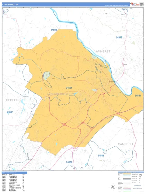 Lynchburg, VA city map
