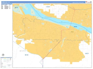 Kennewick, WA Business Reference style ZIP Code wall map