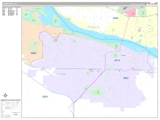 Kennewick, WA Classic style ZIP Code wall map