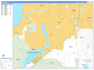 Lakewood, WA Business Reference style ZIP Code wall map