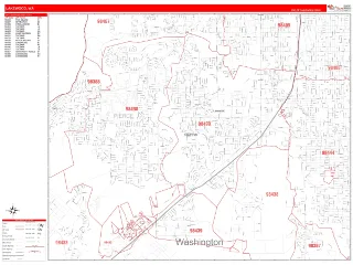 Lakewood, WA RedLine style ZIP Code wall map